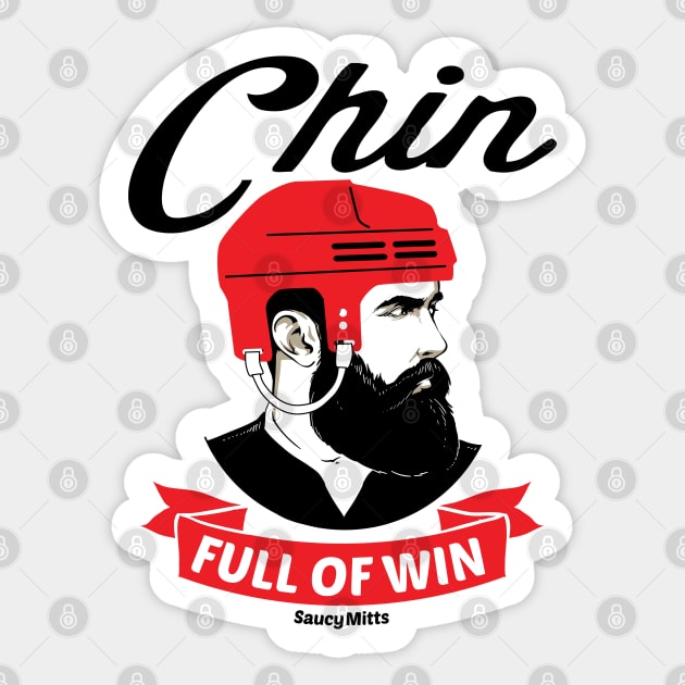 Chin Full of Win Hockey Beard Sticker by SaucyMittsHockey